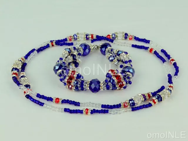 Yemaya Okute Ilde Santeria Ifa Orisha Bracelet & Collar Idde Mazo Glass Beads