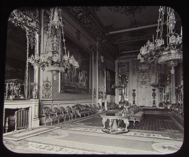GWW Glas magische Laterne Rutsche WINDSOR CASTLE - TOLLER EMPFANGSRAUM C1890