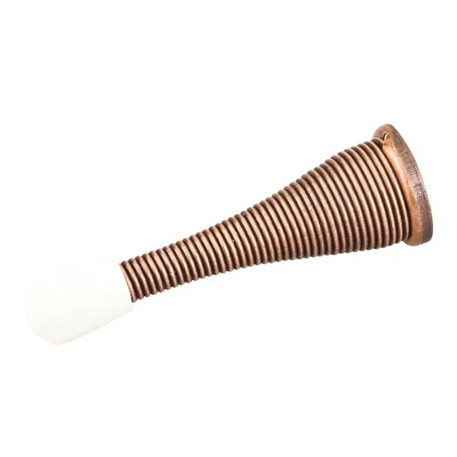 3" Oil Rubbed Bronze Spring Screw-On Door Stop With Rubber Tip Cap Doorstop Base