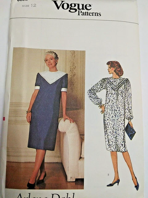 Jersey Yema Vestido Talla 12 Vogue 8603 Patrón de Costura UC Vtg 80s Arlene Dahl