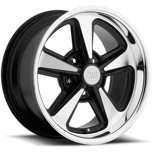 Staggered-US Mags U109 Bandit 17x8,17x9 5x4.75" +1mm Black/Machined Wheels Rims