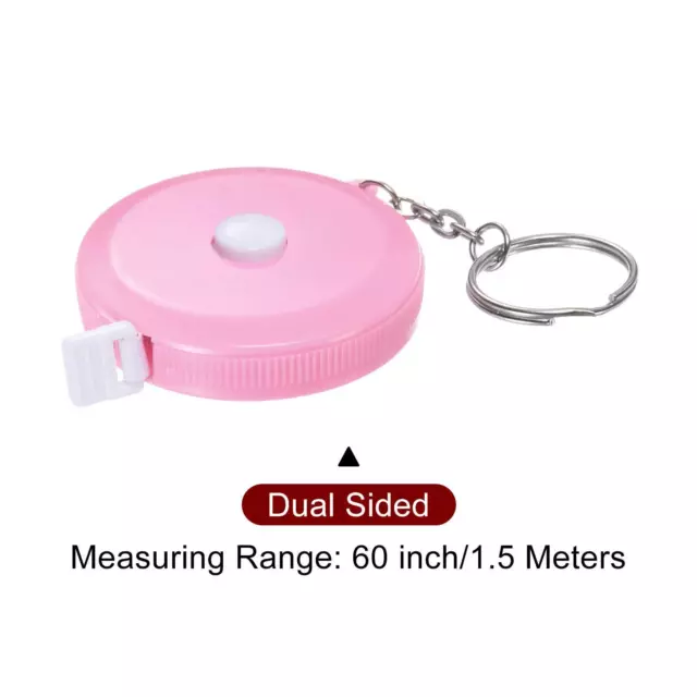 Cinta métrica 1,5M/60" cinta métrica retráctil medida con llavero, rosa claro 3