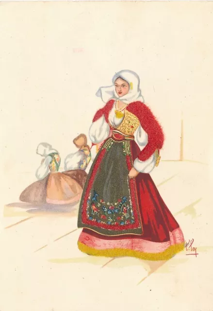 Cartolina Costumi Sardegna Nuoro Tempera di Lola Loy Non Viaggiata