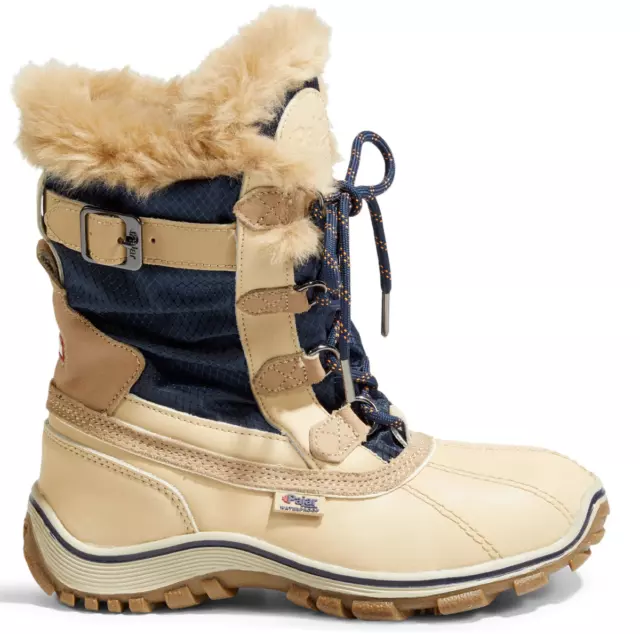 PAJAR Adelaide Women's Winter Snow Boots Waterproof Tan/Navy Size 7 / 7.5 -38 EU