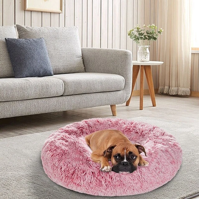 Donut Plush Bed Round Pet Dog Cat Calming Kennel Soft Warm Fluffy Sleeping Nest 9