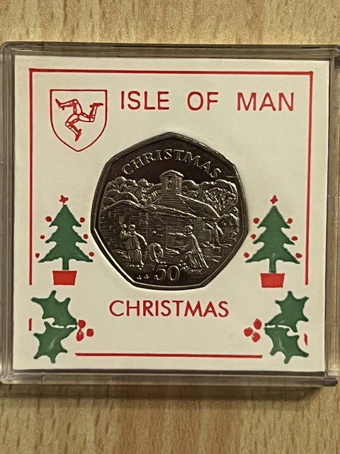 Isle of Man Christmas 50p ✨1996 Choir Boys Snowball Fight ✨Territories Coin ✨