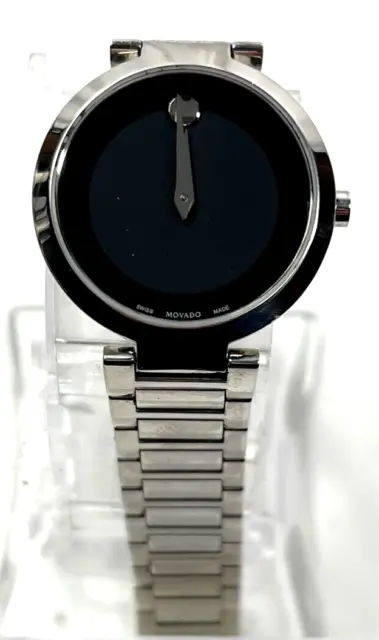 MOVADO Womens Modern Classic Black Museum Dial Stainless Quartz Watch 0607101