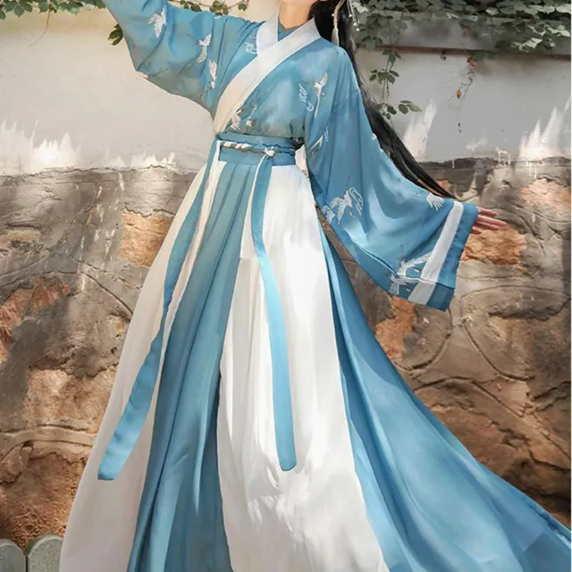 Women Chinese Traditional Ancient Folk Hanfu Cloth Dance Stage Costumes Dress