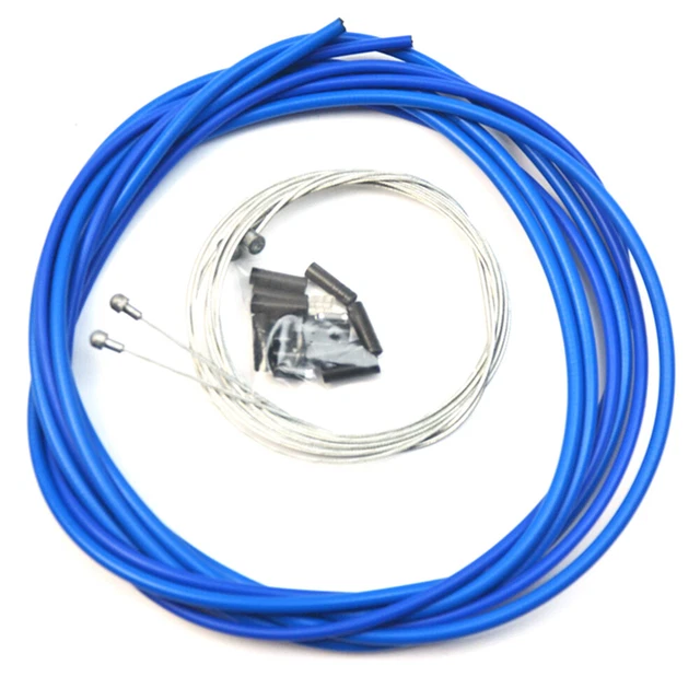 Jeu De Gaines Et Câbles De Frein Vélo - Bleu Iridisé - Compatible Shimano - Neuf Complet