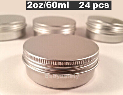24pc Aluminum Metal Tin Container,Salve Tin,Small Container with Lid 2oz/60ml