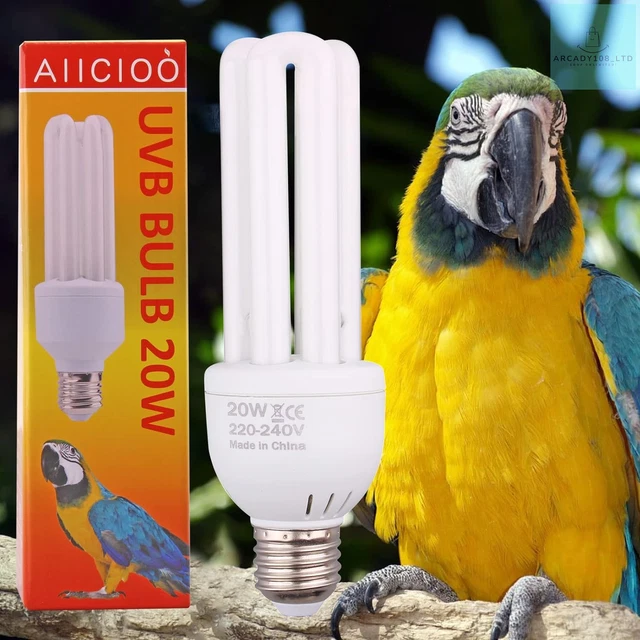 AIICIOO Birds UVB Lamp Light Kit- Cage Lighting Bulb 2.4% uvb Output for Parrots 2