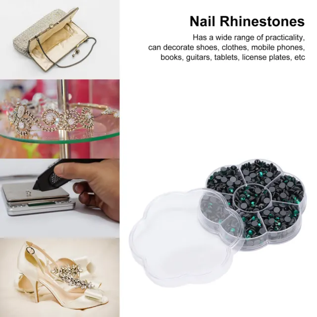 1000x Rhinestones Glass DIY Decor For Nail Art Clothing Shoes(Dark Green) DXS