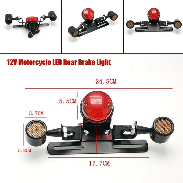 12V Motorcross Modified Rear Brake LED Light Tail License Plate Turn Signal Lamp