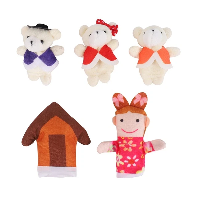 Lot of 5 pcs Finger Fairytale Fairy Tale Goldilocks and Three Bears L9Y5