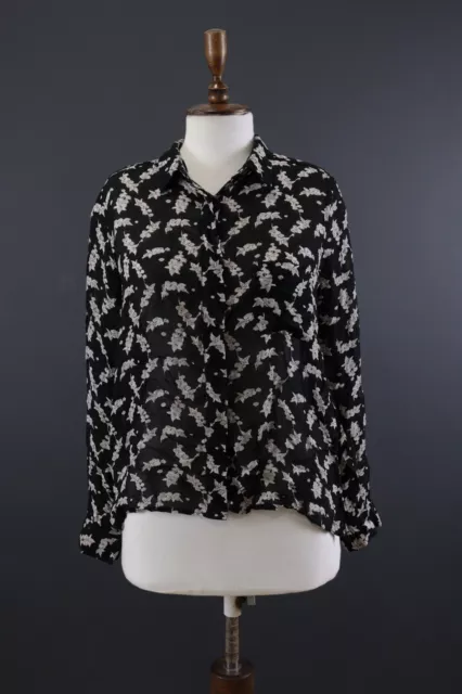 GANNI Seymour Georgette Printed Shirt Top Blouse Shift Dress Size M