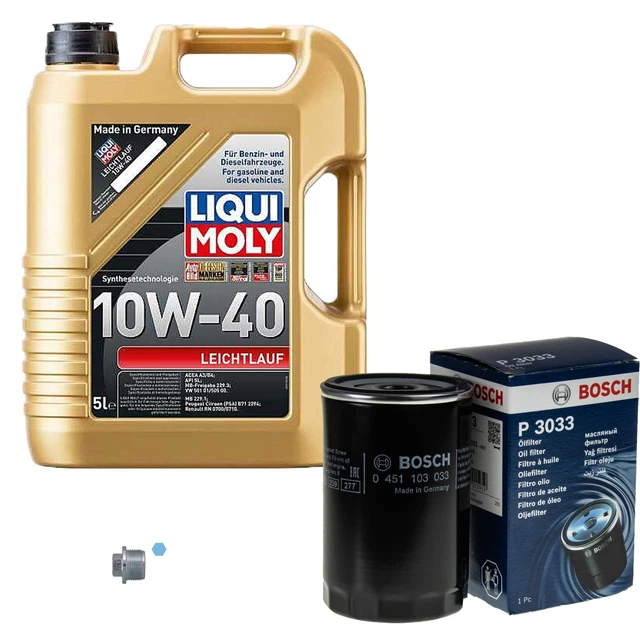 Filtro olio Bosch 5L Liqui Moly funzionamento leggero 10W-40 per VW Audi Golf III 2.0 GTI 16V