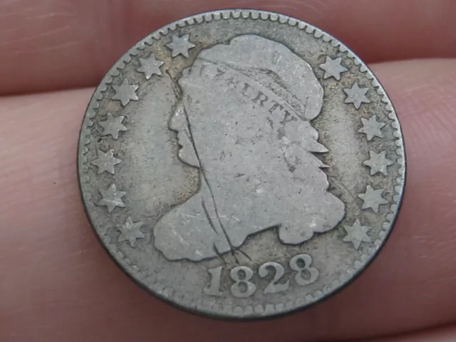 1828 Capped Bust Silver Dime- Large Date- Good Details