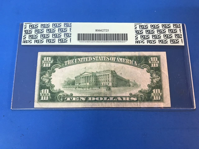 1934  Blue Seal $10 Ten Dollar Silver Certificate PCGS 30.....Lot #21 2