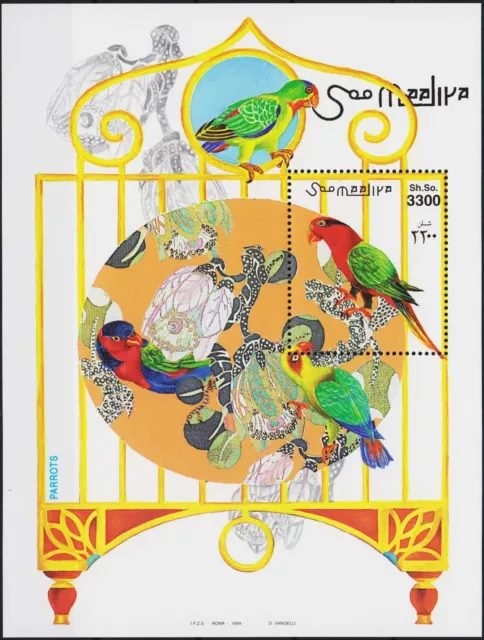 Somalia 1999 Parrots Birds Wildlife Nature m/s MNH