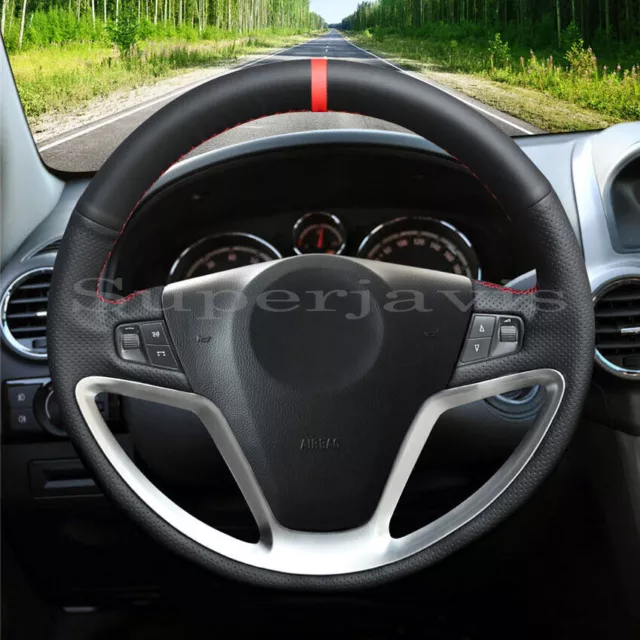 Custom Black PU Leather Steering Wheel Stitch on Cover For Chevrolet Captiva