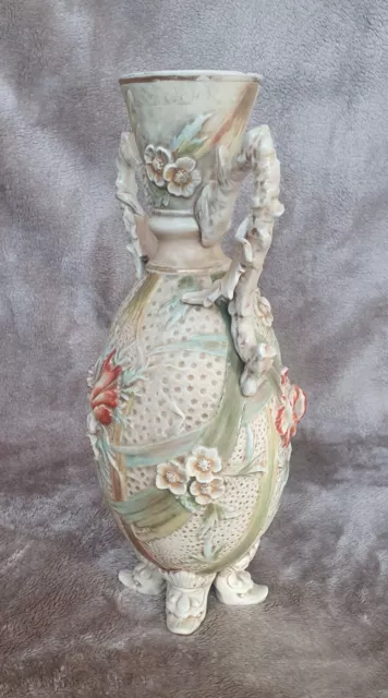 JUGENDSTIL KERAMIK VASE UM 1900 -HANDBEMALT Bernhard Bloch Eichwald Böhmen 38 cm 2