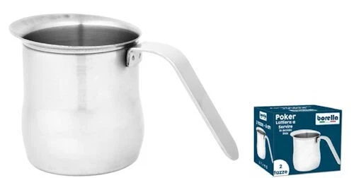 Scalda Latte PEZZETTI, Lattiera In Acciaio Inox, Bricco Latte In Acciaio, Senza Coperchio, 9 Tazze Bricco Latte Professionale