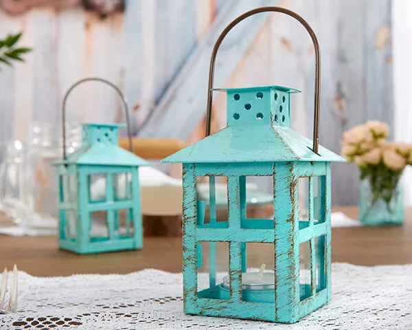 Blue Mini Lantern Vintage Theme Rustic Wedding Table Decor Party Favors MW34091