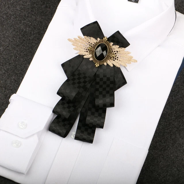 Men Pre-Tied Ribbon Rhinestone Neck Bow Tie Necktie Bow Knot Wedding Dinner Chic