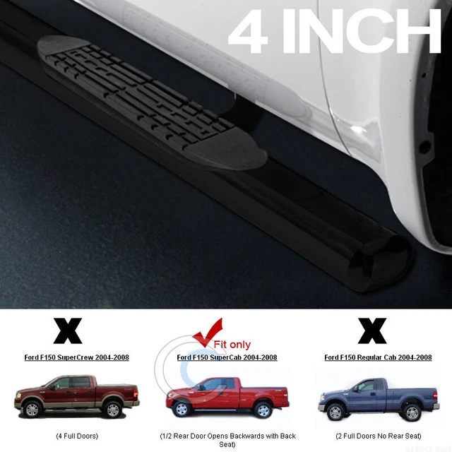 4" Oval HD Side Step Nerf Bars Rail Running Boards 04-08 F150 Super Cab/Ext Blk