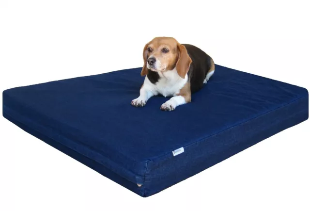 Small Medium Blue Denim Pet Dog Bed Orthopedic Waterproof Memory Foam 35x20x4"