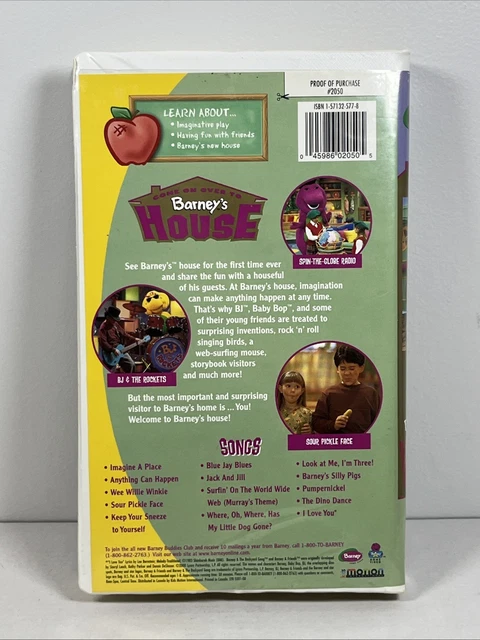 BARNEY - COME on Over to Barneys House (VHS, 2000) BJ & The Rockets $17 ...