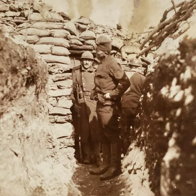 Serbian Trench Soldiers WW1 Stereoview c1918 Balkan Front Underwood Photo D1420