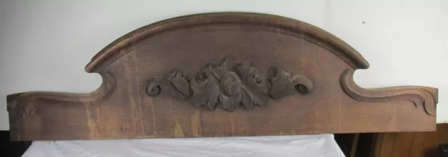 48" Walnut Carved Wood Furniture Pediment Crest Cabinet Header Repurpose Salvage