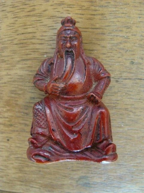 Statuette Ancienne Sage Chinois En Albâtre Sur Socle - Sculpture Déco