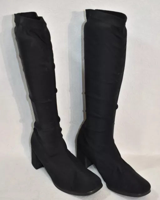 Impo Boots Tall Black Stretch Fabric Size 8 Vintage