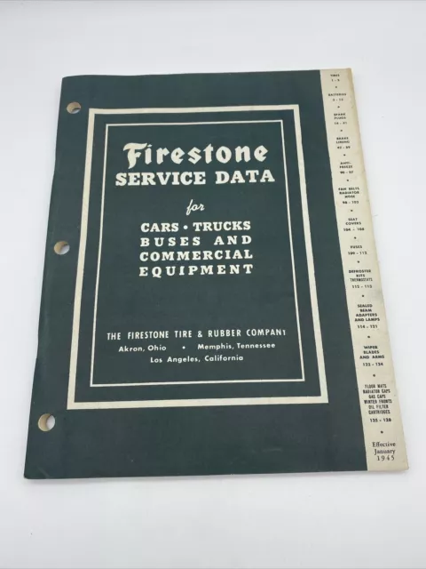 1945 Firestone Tire & Rubber Co Service DATA BOOK - Parts List