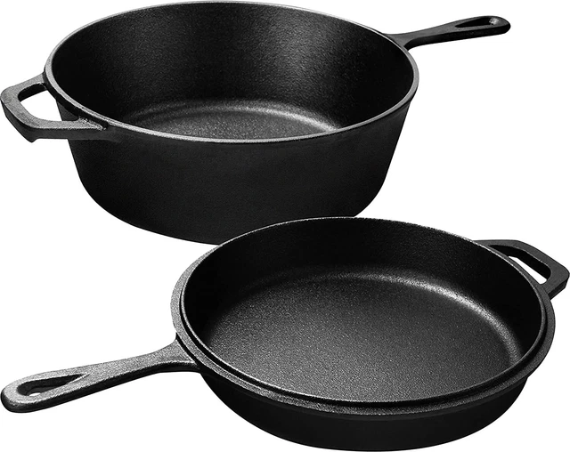 2 in 1 Dutch Oven BBQ Duale Topf Gusseisen Bräter Feuertopf Gusstopf Schmortopf