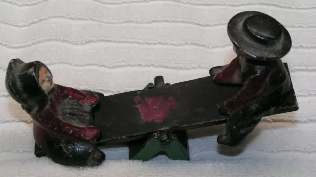Vintage Pot Metal Amish Children on a Teeter Totter Toy