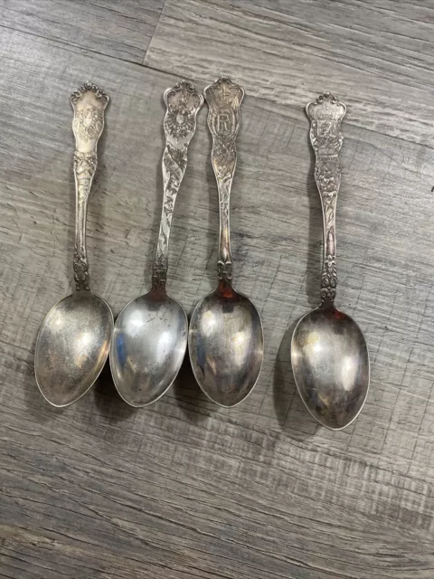 Lot Of 4 American Silver Co. Country Spoons (France, Germany, Etc)