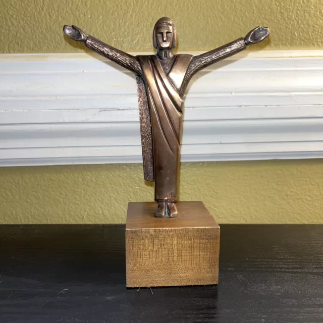Bronze Sculpture Jesus Art Statue Gilderhus 1970 SDA Christ Redeemer Religious