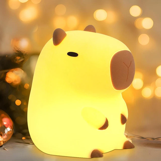 CUTE CAPYBARA SILICONE Night Light Rechargeable LED Animal Lamp Tap ...