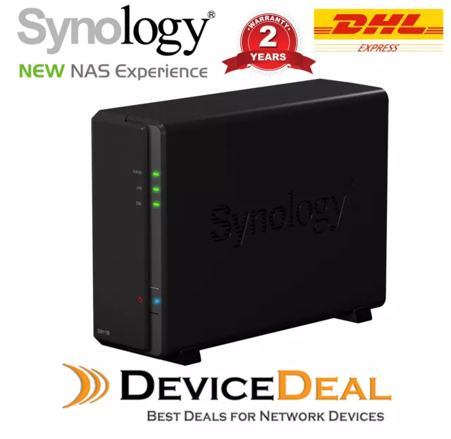 Synology DiskStation DS118 1 Bay Diskless NAS Quad Core CPU 1GB RAM
