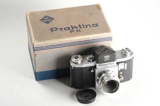 Praktica FX ohne Nummer mit Schacht Travenar 2,8/50 Nr. 34280, OVP