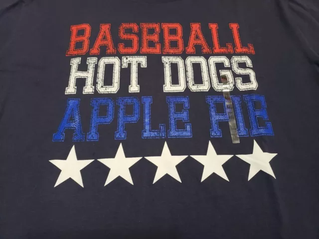 Extreme Concepts 2XL Blue Baseball Hot Dogs Apple Pie T-Shirt New With Tags