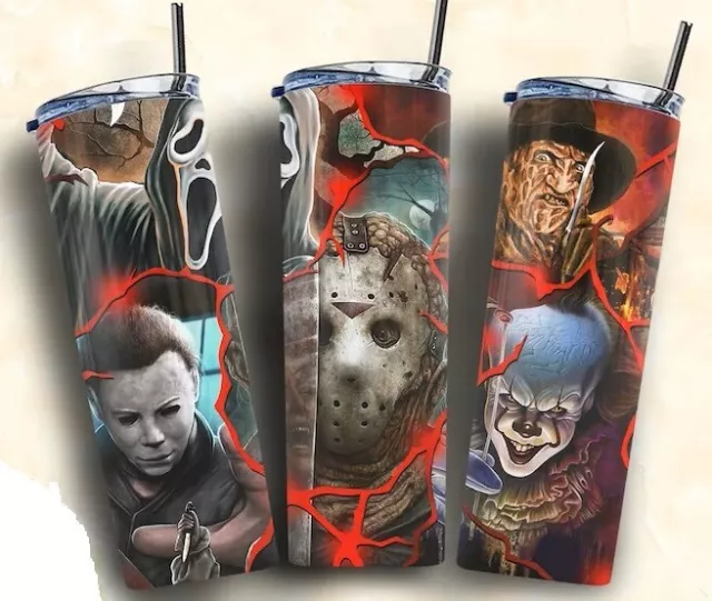 Horror Tumbler Movies Characters Halloween 20oz Tumbler Travel Mug Cup