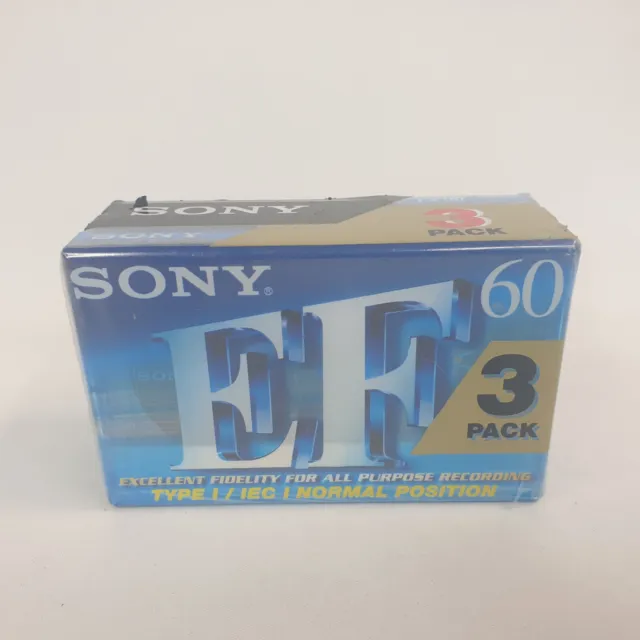 3 Pack of SONY C-60EFB EF 60-Minute Type I Blank Audio Cassette NEW & SEALED