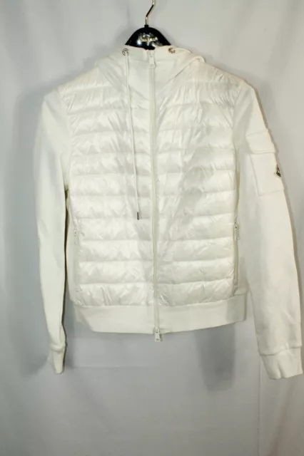 Moncler Maglia Womens White Puff Vest Zip Up Hoodie #XS $1105