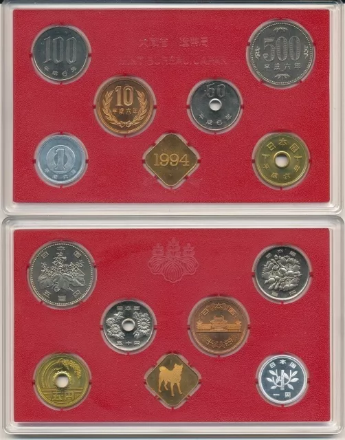 Japan - Mint set 6 coins 1 5 10 50 100 500 Yen 1994 UNC + token in plastic