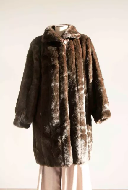 C&A YOUR 6th SENSE Coat Faux Fur Eco Pelliccia Visone Dark Chocolate 40EU IT44 M