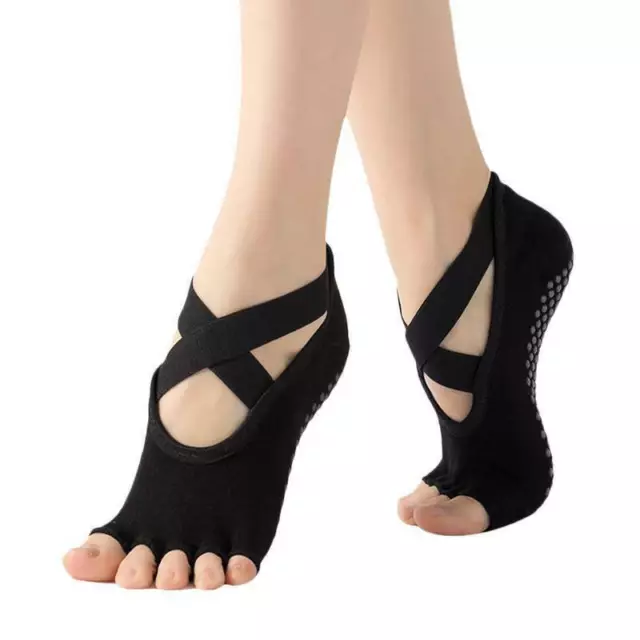Open Toe Yoga Socks Non-Slip Grip Pilates Barre Ballet Dance Sports Fitness Sock